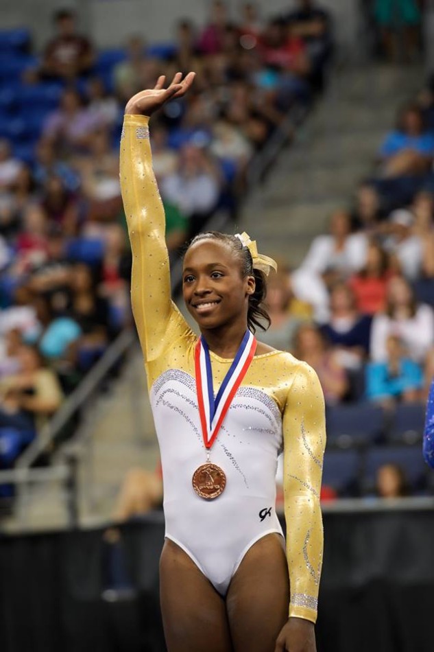 Elizabeth Ebee Price wins gold at the AT&T American Cup.