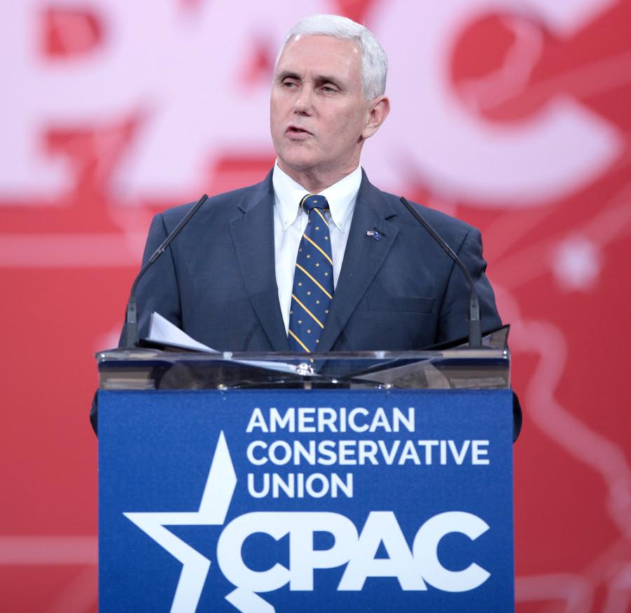 Pictured: Indiana Governor Mike Pence at a conservative rally in Feb. 2015 (Image Credit: Gage Skidmore) 