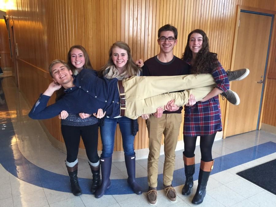 (From left to right) Caleigh Schmid, Giuliana Augello, Luke Simons, Lexi Brown and (front) Chris Smith will be performing in the Pennsylvania Music Educators Association district choir in early February. 
