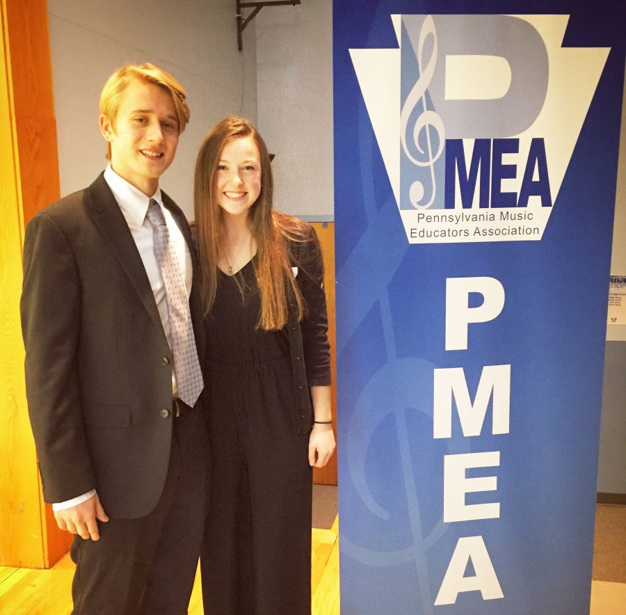 Juniors Shannon Quinn and Maxim Vezenov at PMEA V Orchestra auditions.