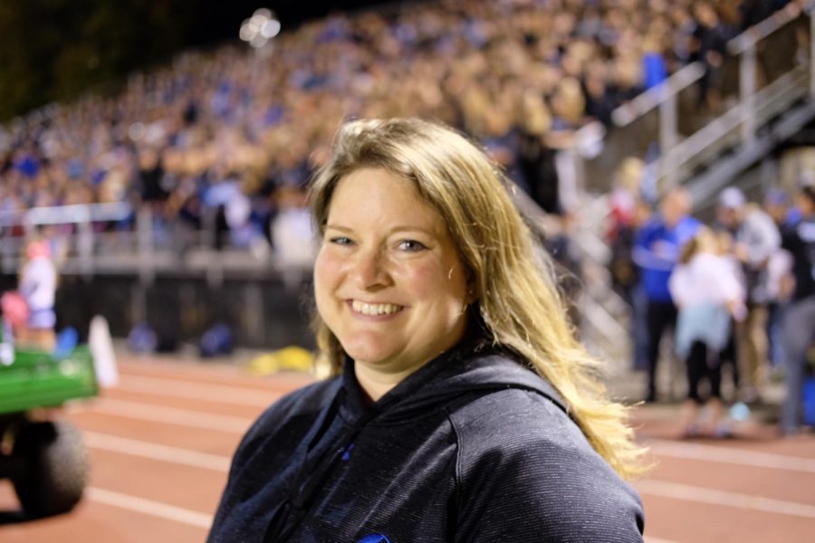 Ms. Brinson has been getting to know the community at Friday night football games.