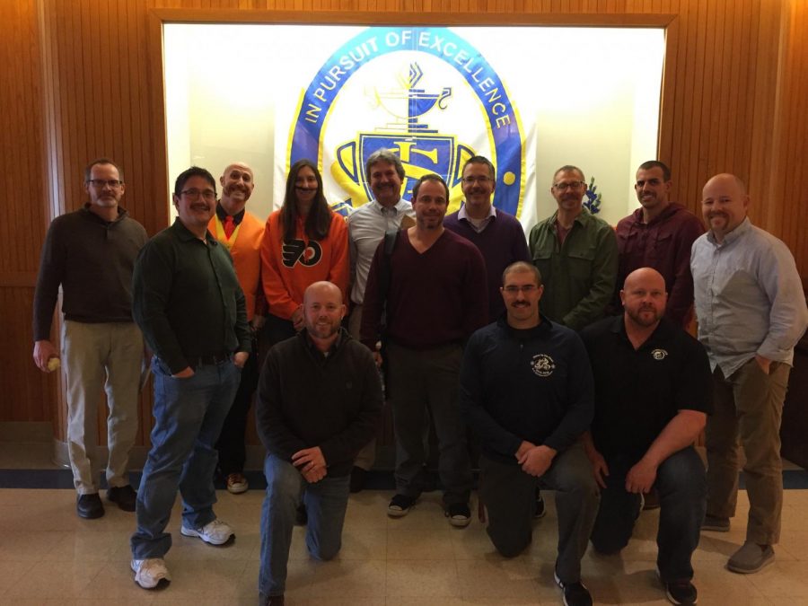 Southern Lehigh staff show off the best facial hair after weeks of
growth and fund-raising.