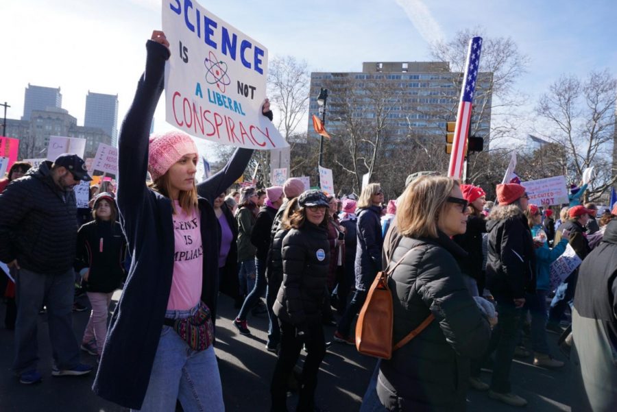 Senior Katia Deutsch marching at the Women’s March in Philadelphia. 