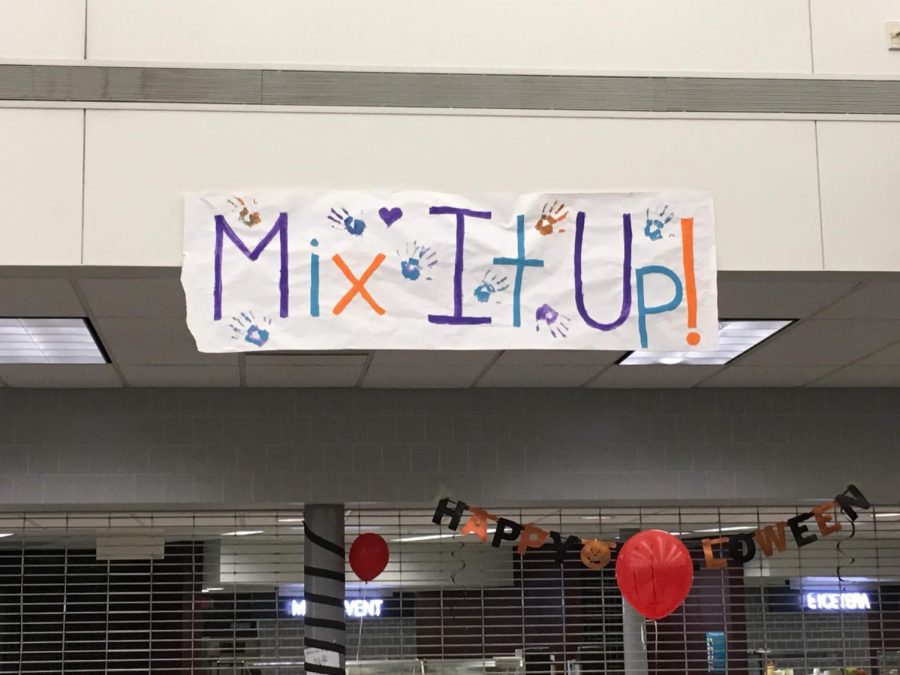 The cafeteria is decorated the morning of Mix It Up Day by Mr. Dows Contemporary Issues Class