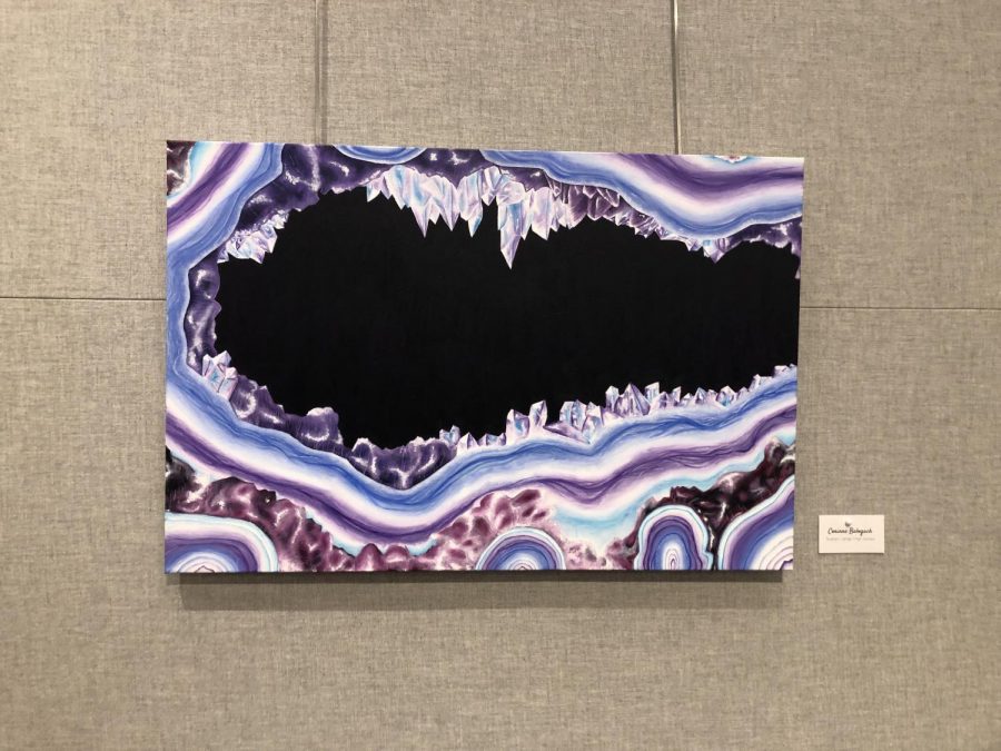 Each student created a unique geode painting, like the above painting by senior Corinne Balogach.
