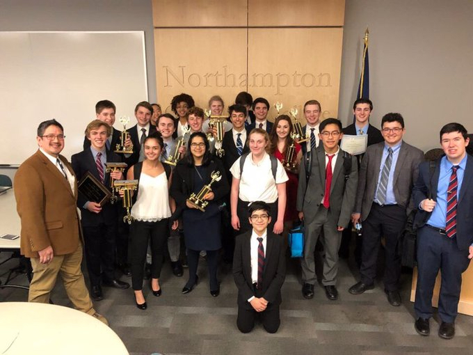 Speech and debate students after a tournament at Northampton Community College, where a dozen students qualified for Nationals. 