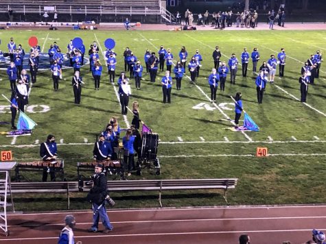 This year the marching band performed a standstill show comprised of classic rock tunes to a small audience on three Fridays in October. 