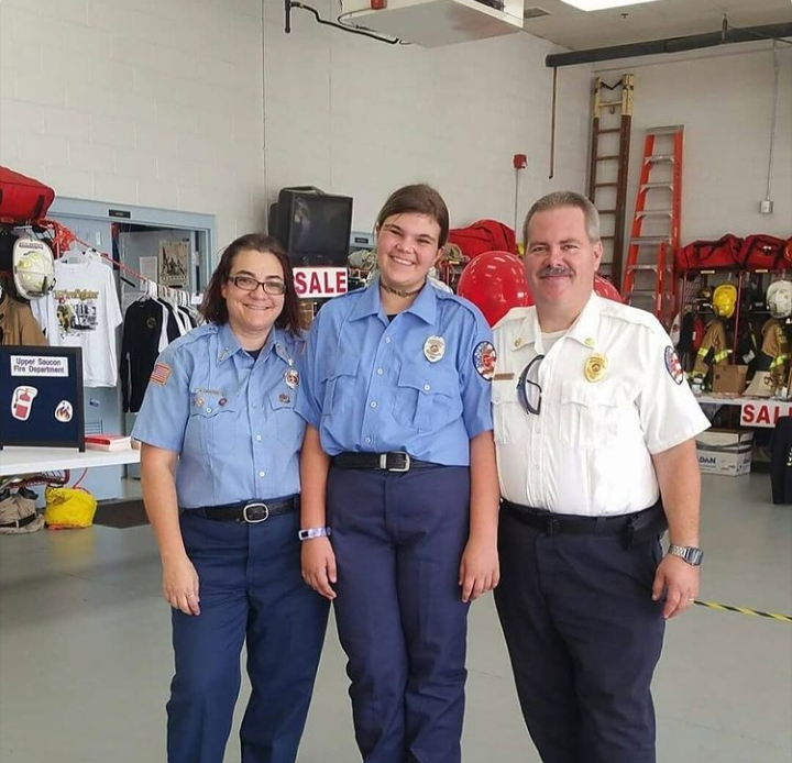 Left to Right: Nicole Castetter, Jessica Castetter, and Chuck Castetter at the Upper Saucon Fire Department Open House