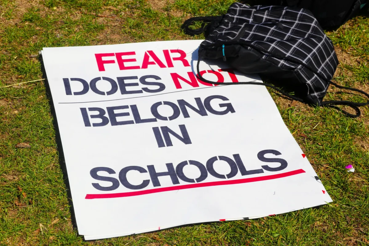 Student protestors begin to gather outside of school campuses to speak out against gun violence.